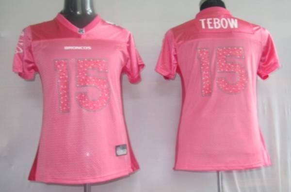 Broncos #15 Tim Tebow Red Women's Sweetheart Stitched NFL Jersey